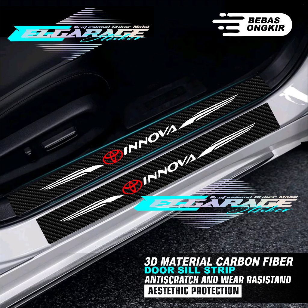 Jual 9 pcs sticker carbon 3D mobil toyota innova cutting sticker carbon ...