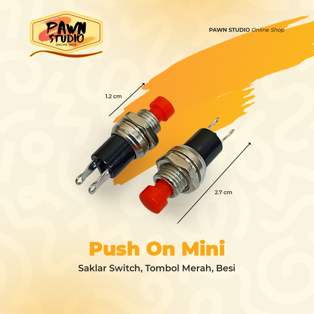 Jual Switch Push On Bulat KECIL Besi / Saklar Push On Bulat 2 Pin Kecil ...