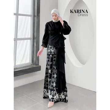 Areefa Gamis Dress Tenun Etnik Kombinasi Ceruty Premium Wanita Remaja Pesta Mewah