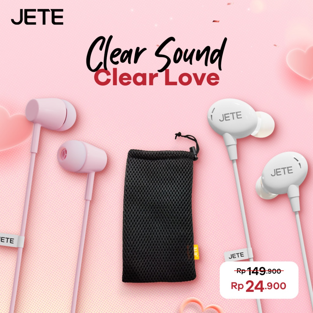 Jual Headset JETE HA5 Pink Headset JETE HA1 Pink Pouch Jaring