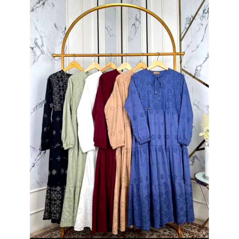 Jual Midi Dress Katbol Midi Katun Brukat Import Original Najwa | Shopee ...