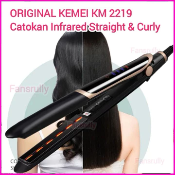 KEMEI KM 2219 Catokan Rambut 2 IN 1 Professional Infrared 2in1 Lurus Dan Curly