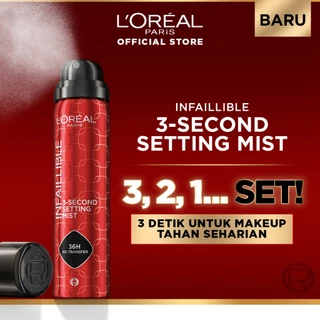 [BARU!] L'Oreal Paris Infaillible 3-Second Setting Mist Mengunci Makeup Dalam 3-Detik Selama 36 JAM Setting Spray Micro Fine Mist Transferproof Smudgeproof Instant Lock Aerosol Tahan Lama Trending Viral