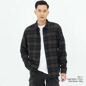 NUEFELT Kemeja Flanel Pria Lengan Panjang Hokkaido