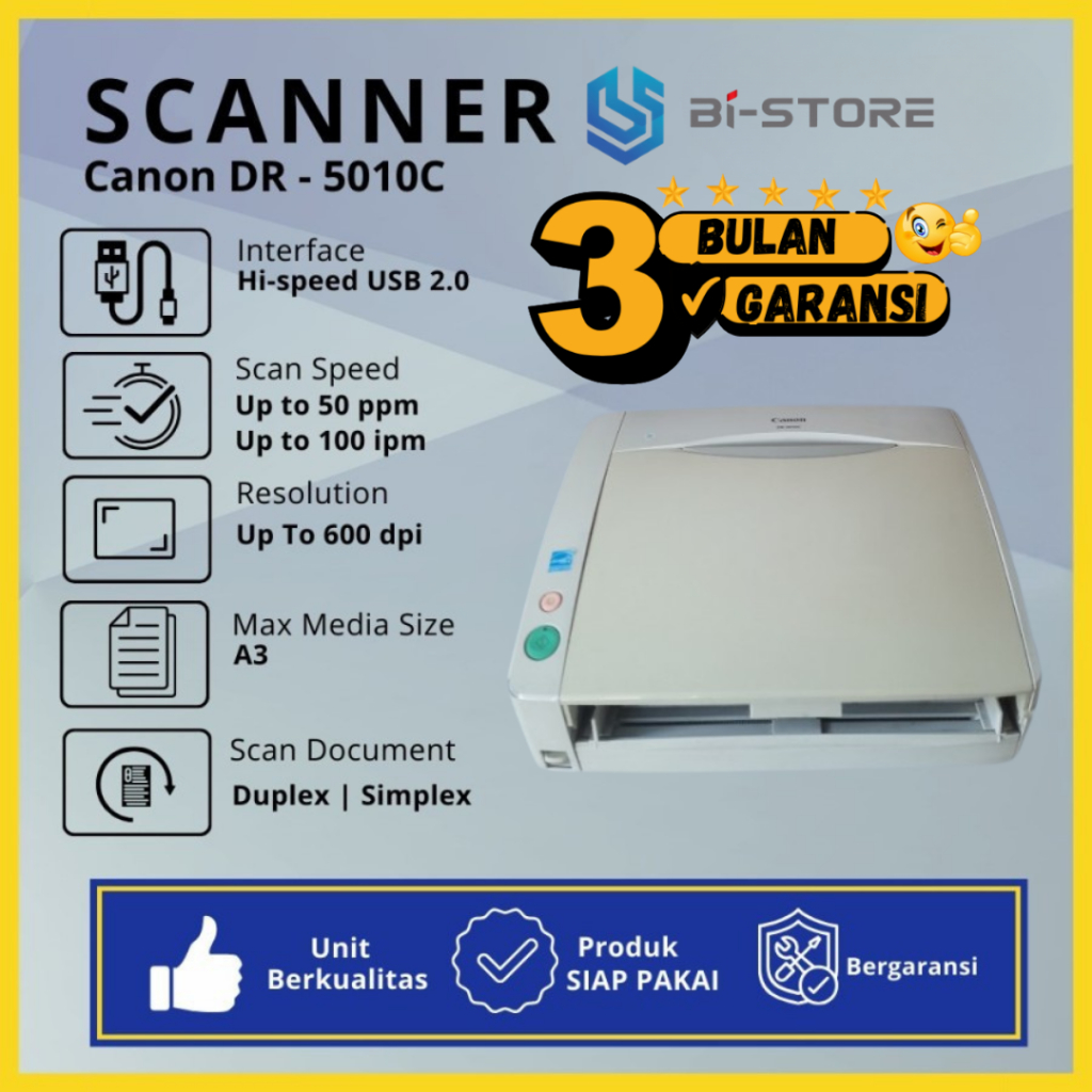 Jual Scanner A3 Canon Dr-5010C Kecepatan Scan 50PPm Daily Use 6000 ...