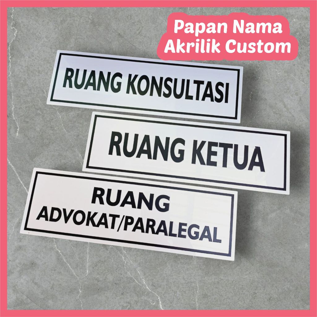 Jual [ 30x10cm ] CUSTOM PAPAN NAMA RUANGAN AKRILIK | Sign Board Ruangan ...