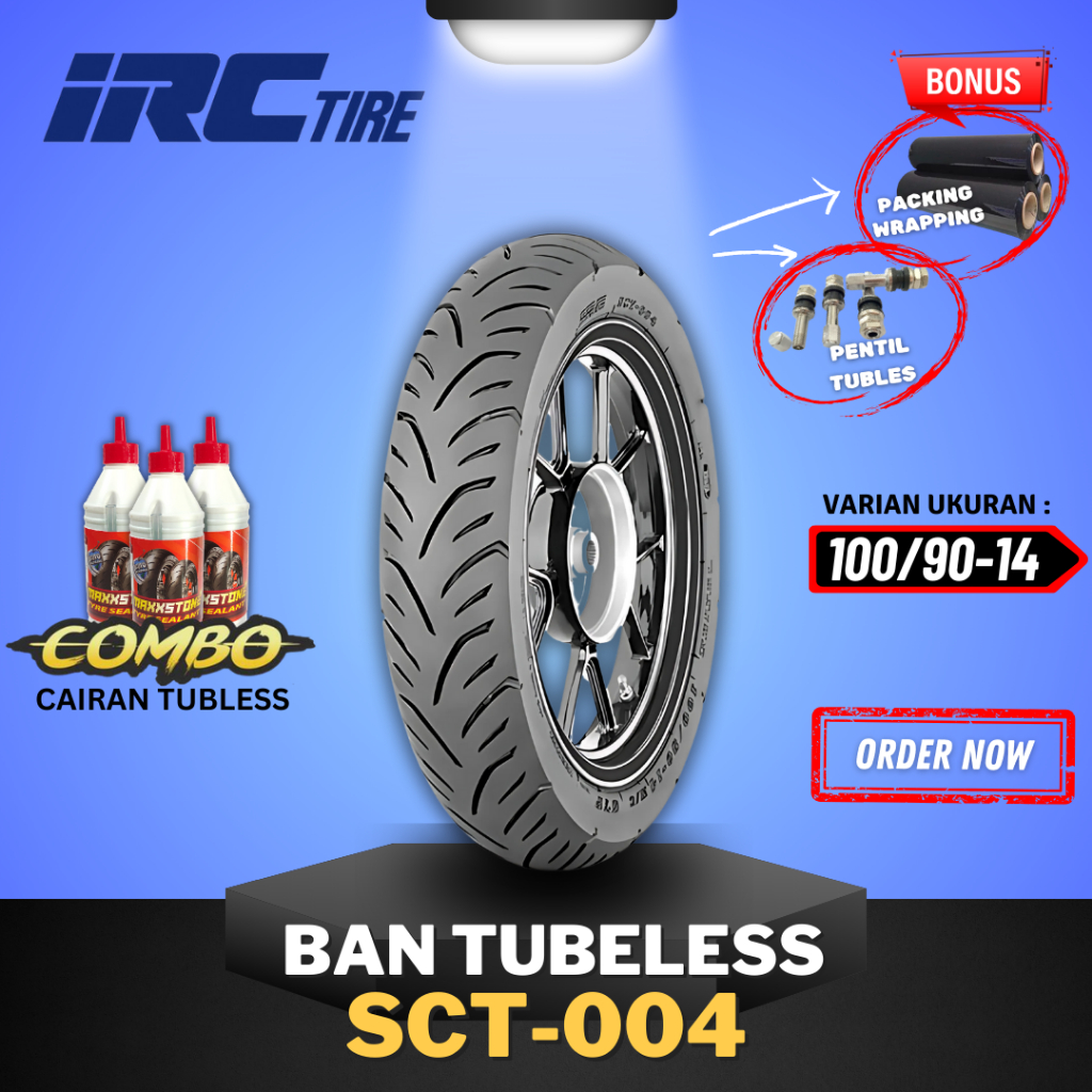 Jual [READY COD] BAN IRC SCT004 100/90-14 RING 14 / BAN TUBELESS IRC ...