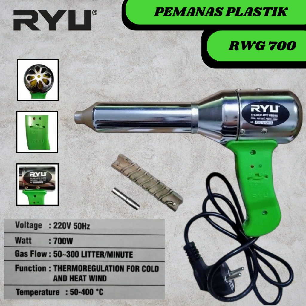 Jual Alat Pistol Las Plastik - RYU RWG 700 Plastik Welding - Hot Gun ...