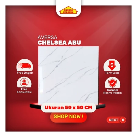 Keramik Lantai Motif Marble Aversa 50x50 Chelsea Abu