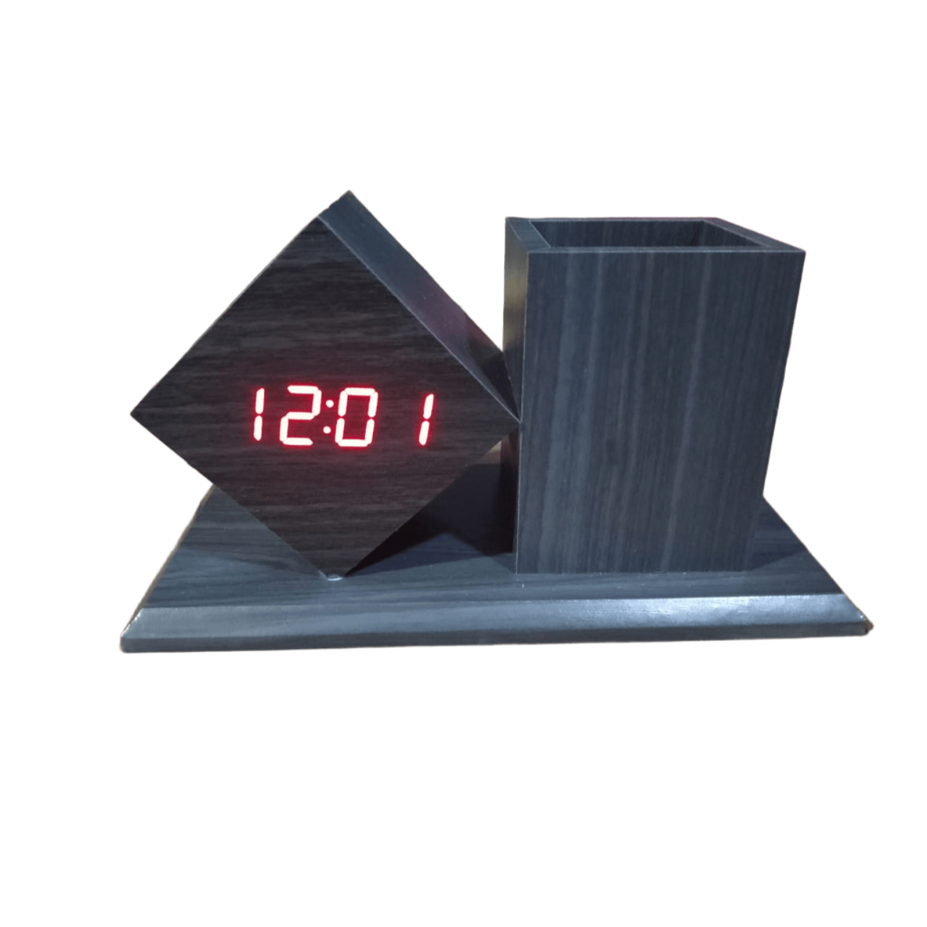 Jual Jam Digital LED Wood Tempat Pensil Kotak / Table Clock Jam Meja ...