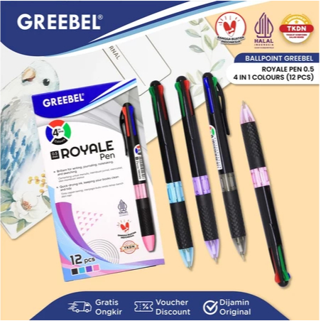 Jual Ballpen Royale 4 Warna 0.5 // Bolpoin 4W Greebel ( PCS ) | Shopee ...