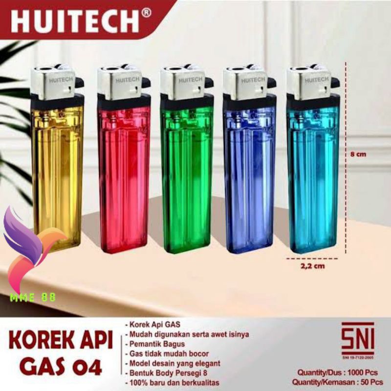 Jual Korek API Gas Besar Huitech Model Tokai 50Pcs SNI | Shopee Indonesia