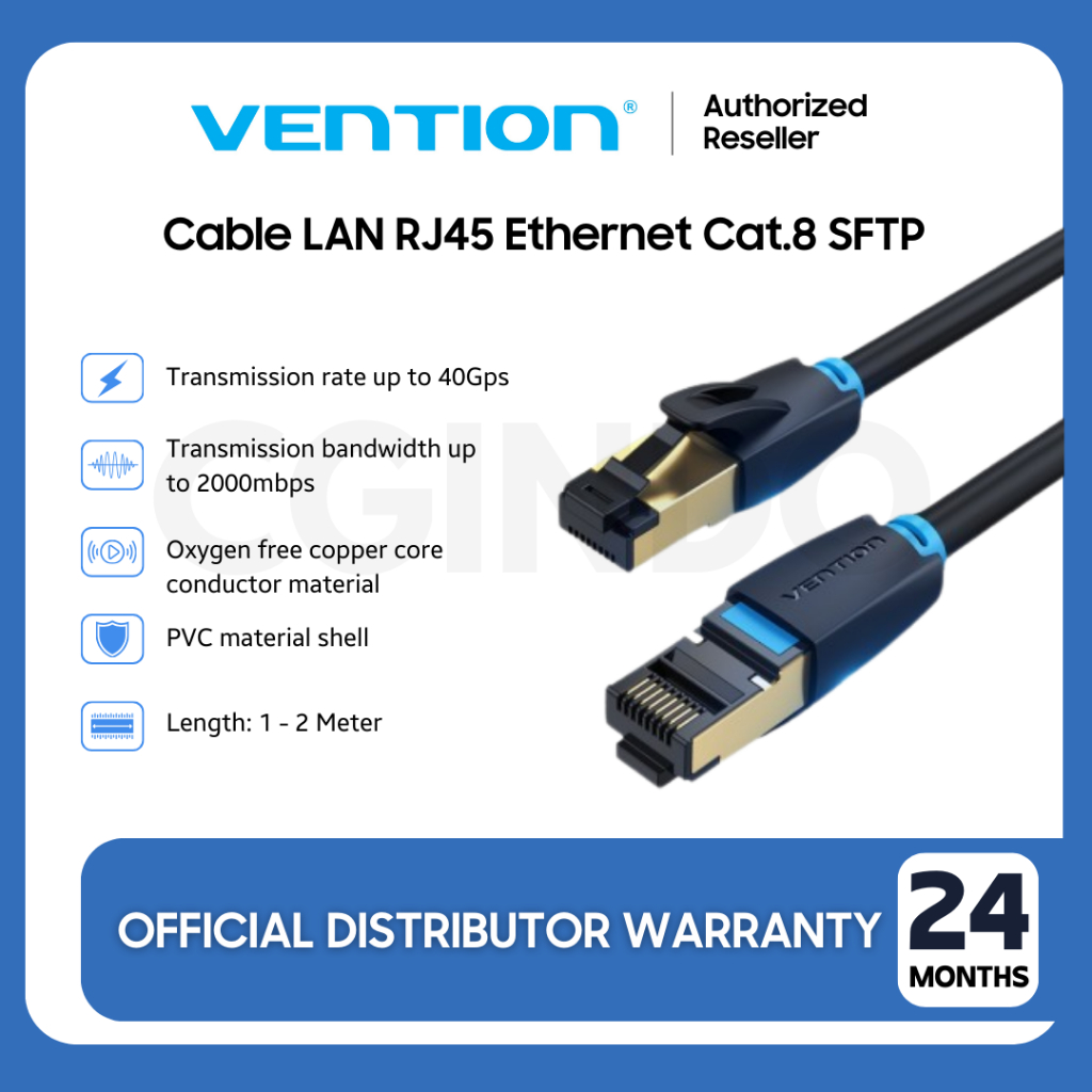 Jual VENTION Kabel LAN RJ45 Ethernet Cat.8 SFTP 1M 2M - IKA | Shopee ...
