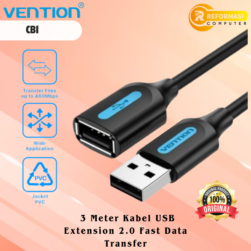 Jual Vention CBI 3 Meter Kabel USB Extension 2.0 Fast Data Transfer ...