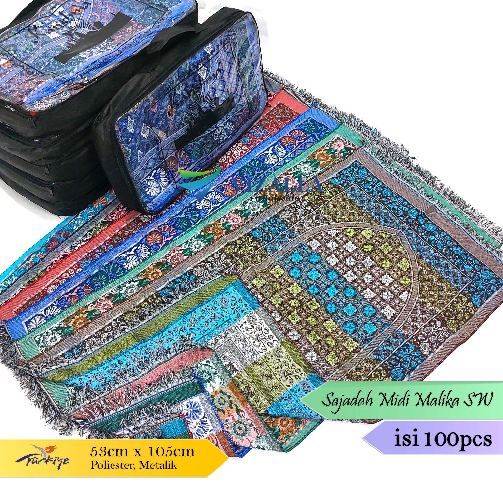 Isi 100pcs Sajadah Midi Travel Metalik 53x105cm/ Malika SW/ Sajadah Souvenir Haji Umroh Tahlilan