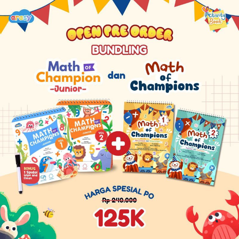 Jual [Ready] HBS - Arasy Math Of Champion Junior Wipe Clean Bundling ...