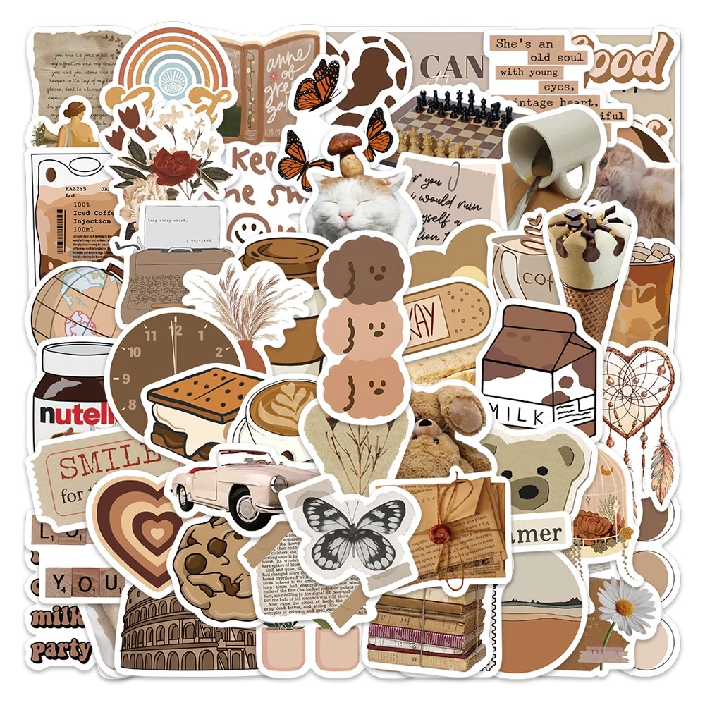 Jual 60pcs stiker Gaya ins coklat stiker lengket cocok untuk laptop ...
