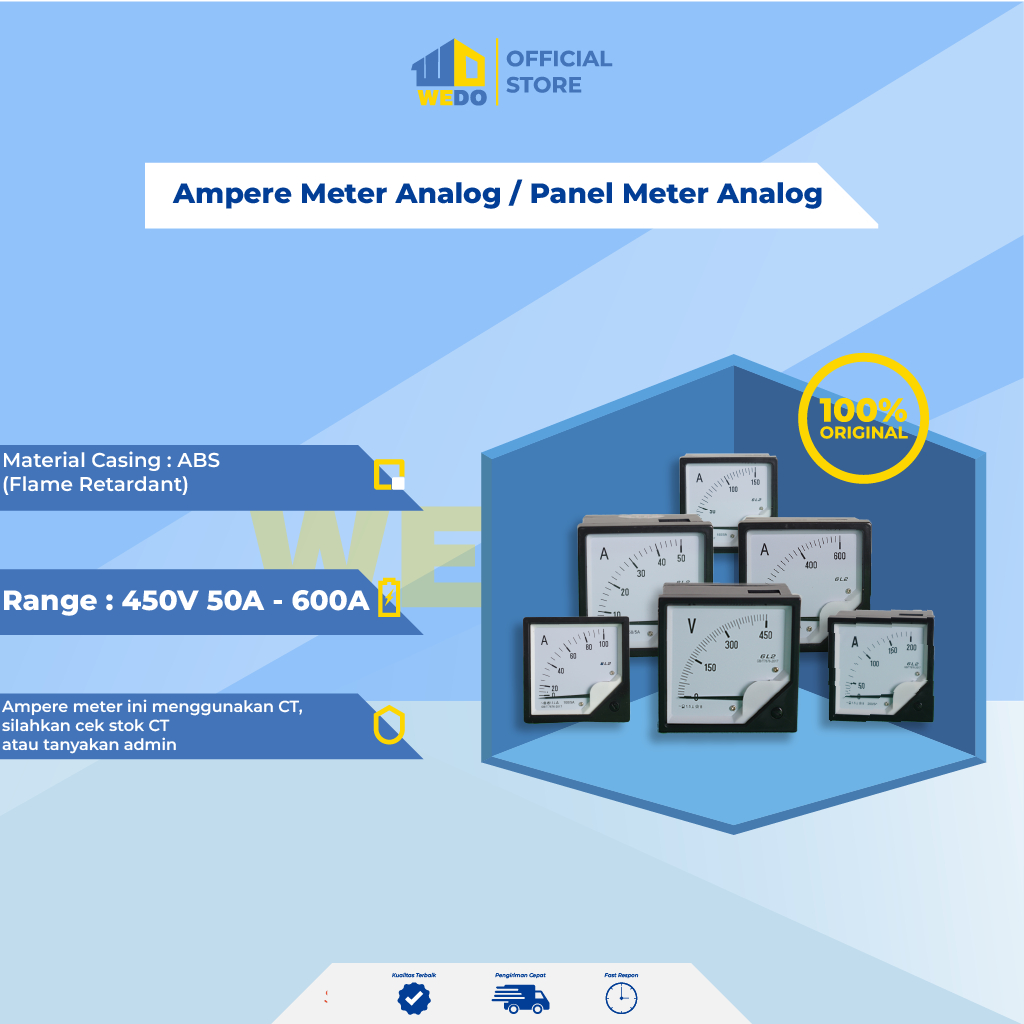 Jual Ampere Meter Analog / Panel Meter Analog / Ampere direct 50a ...