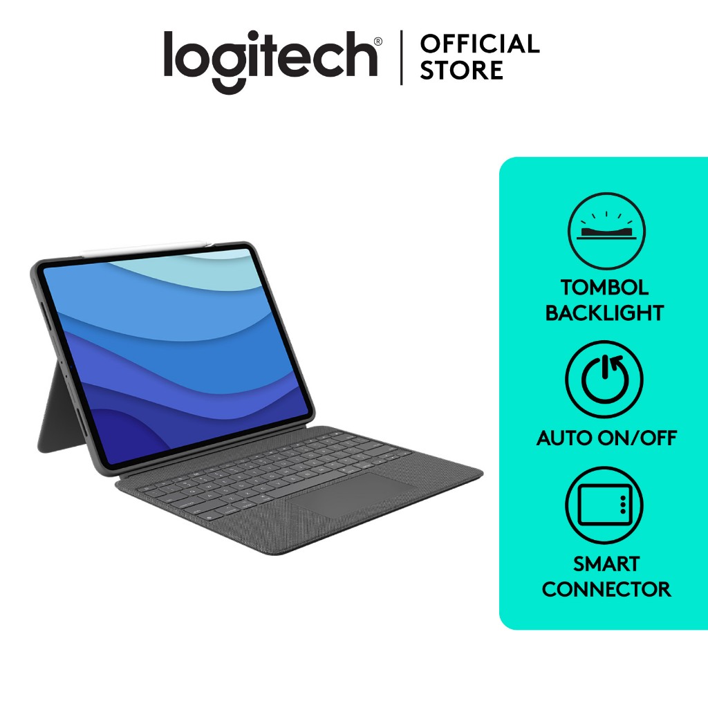Logitech Combo Touch Keyboard Case untuk iPad Pro 12.9-inch (5th &amp; 6th generation)