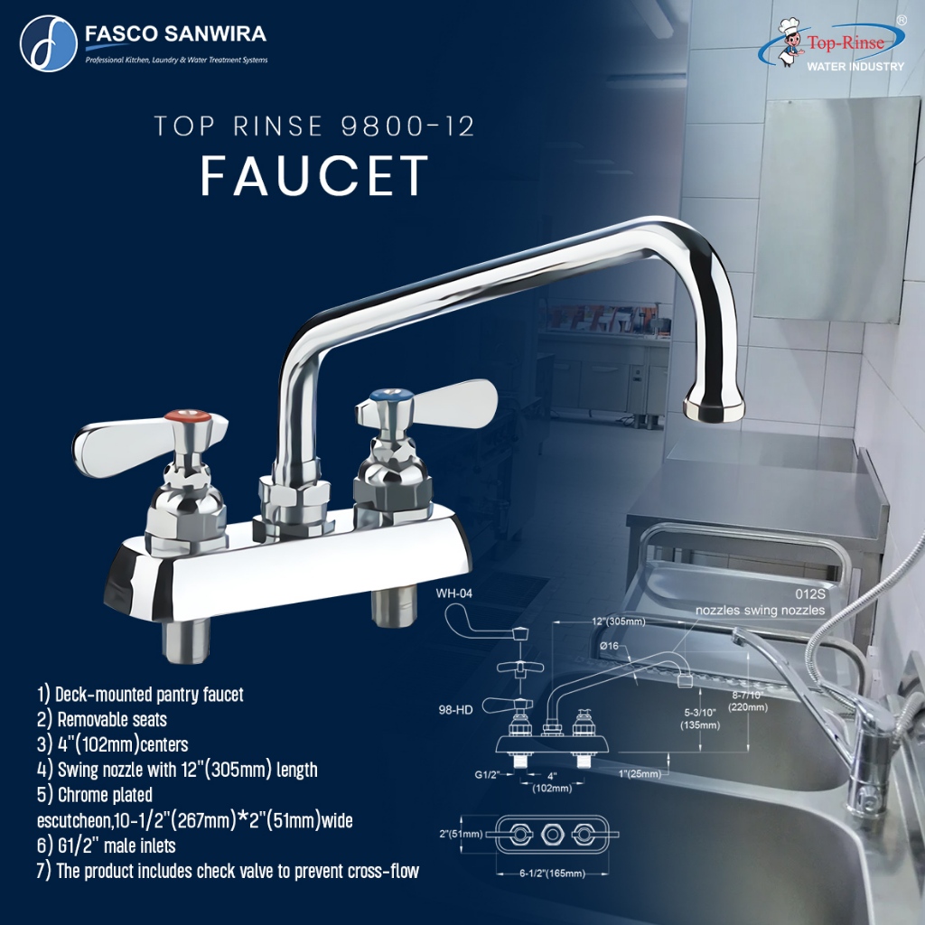 Jual TOP RINSE Kran | Keran Meja Sink Dapur Hotel Restoran | Tipe 9800 ...