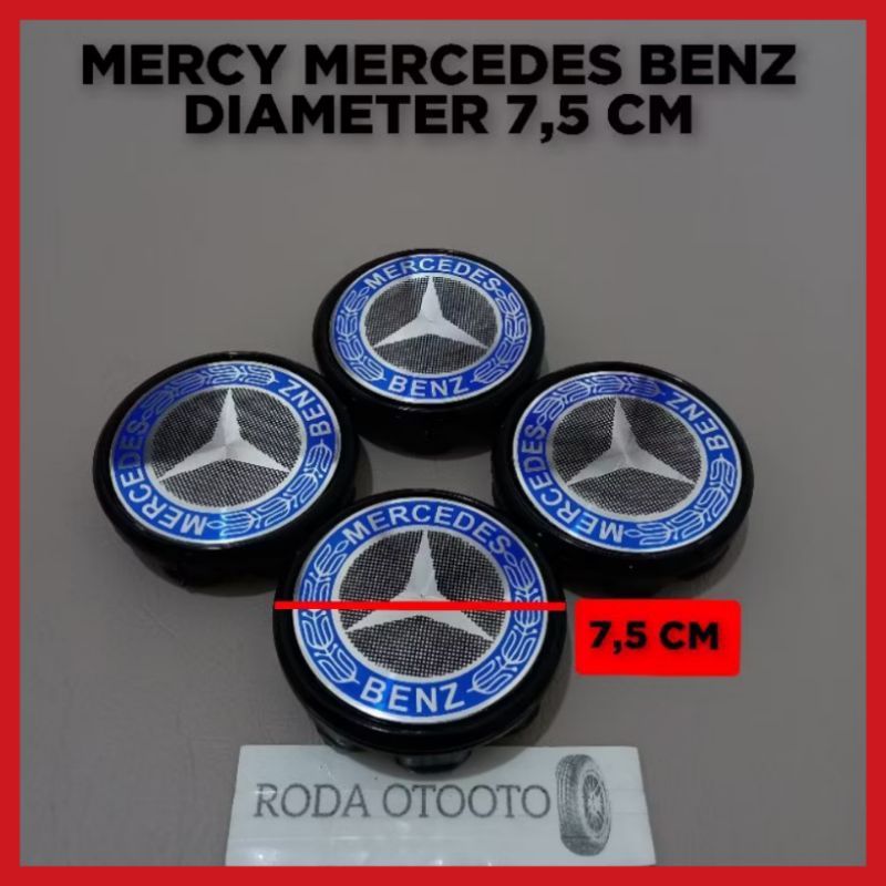 Jual Dop roda tutup velg mobil MERCY MERCEDES BENZ biru hitam diameter ...