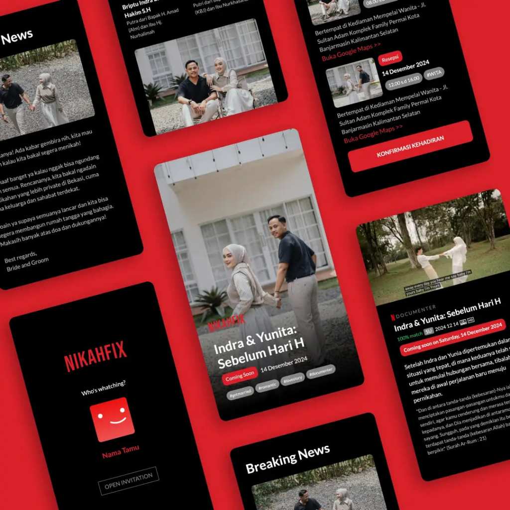 Undangan Tema Eksklusif - Undangan Pernikahan Digital Website Custom Unik Estetik Aktif Selamanya