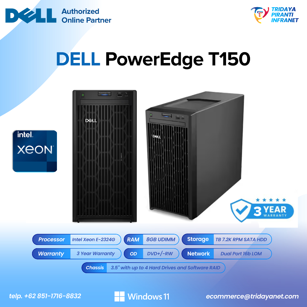 Jual DELL PowerEdge T150 Server Xeon E-2324G 8GB 1TB DVDRW | Shopee ...