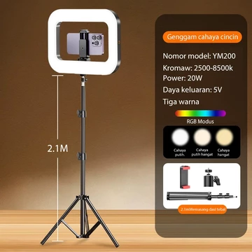 【READY】Ring Light 1.6M 2.1M Tripod RGB Lampu Pengisi 2500K 8500K For Vloger Make Up Live