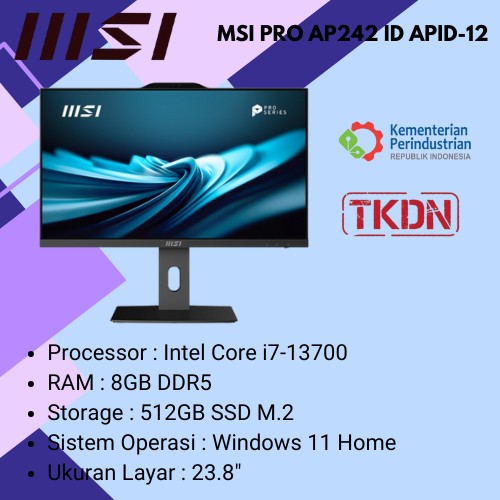 Jual MSI AIO PRO AP242 ID APID-12 Intel Core i7-13700 8GB 512SSD 23.8 ...