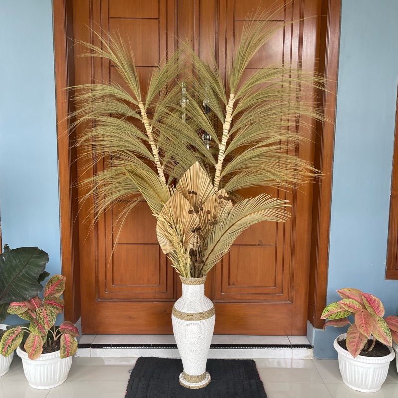 Paket jumbo kwalitas permium bunga kering dekorasi aesthetic + vas