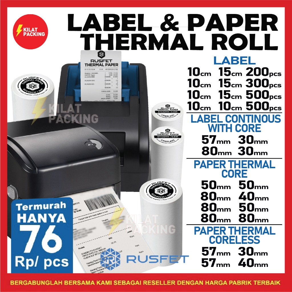 Jual Stiker Label Thermal Paper Thermal Stiker Barcode Printer Resi ...