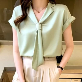 Mister Fashion Bisa Blouse Atasan Wanita Style Korea Model Hyesun Lengan Pendek Jumbo Big Size