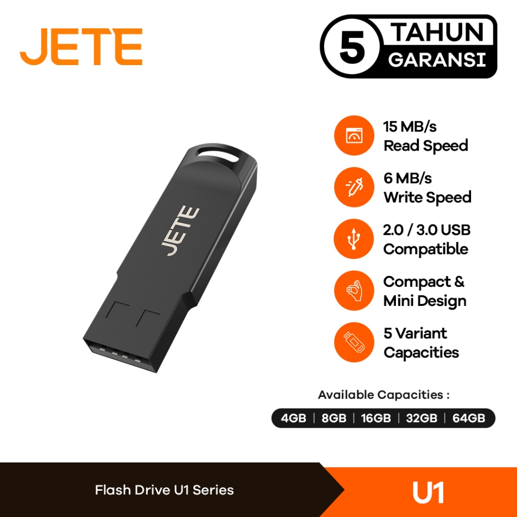 Jual Flashdisk 4GB 8GB 16GB 32GB 64GB USB 2.0 JETE U1 - Garansi 5th ...