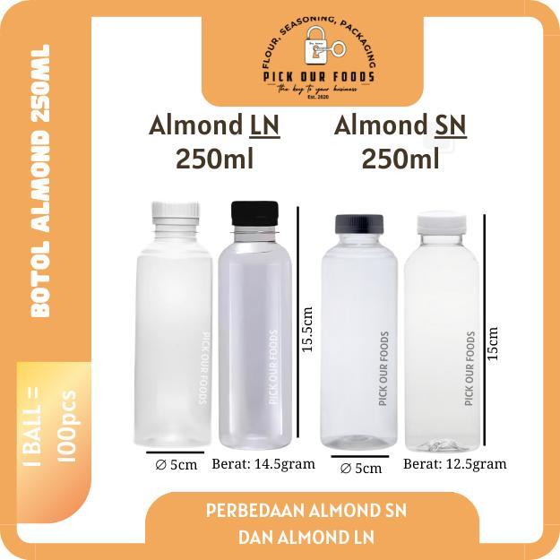 Jual Botol Almond 250 ml / Botol Plastik PET 250ml / Botol Minuman ...