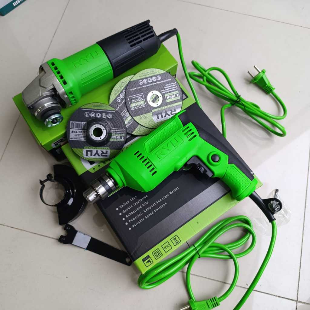 Jual PAKET Gerinda RYU RSG 100-3 + Bor RYU RDR 10-3 RE Mesin Bor Tangan ...