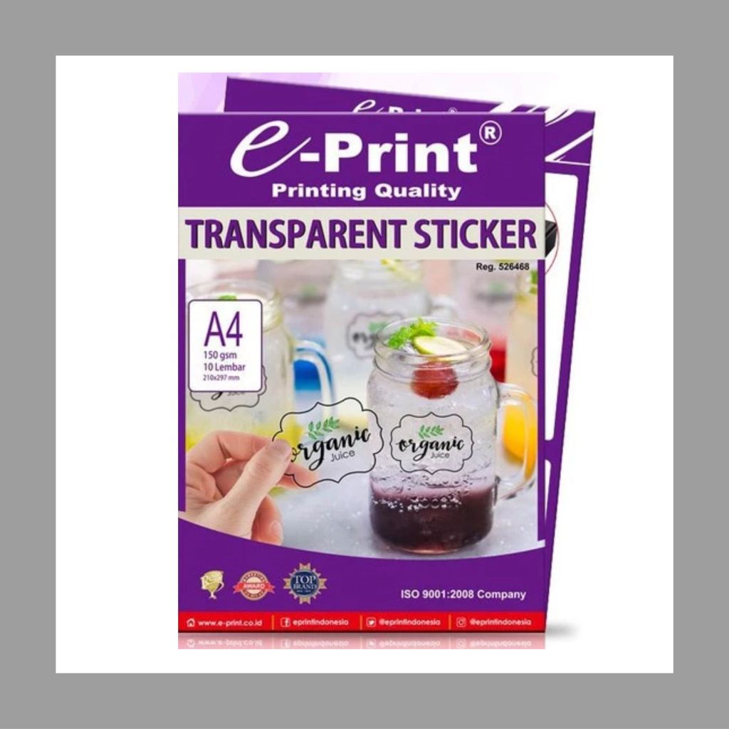 Jual E-print Transparent Sticker Paper Transparan / Stiker Bening Logo ...