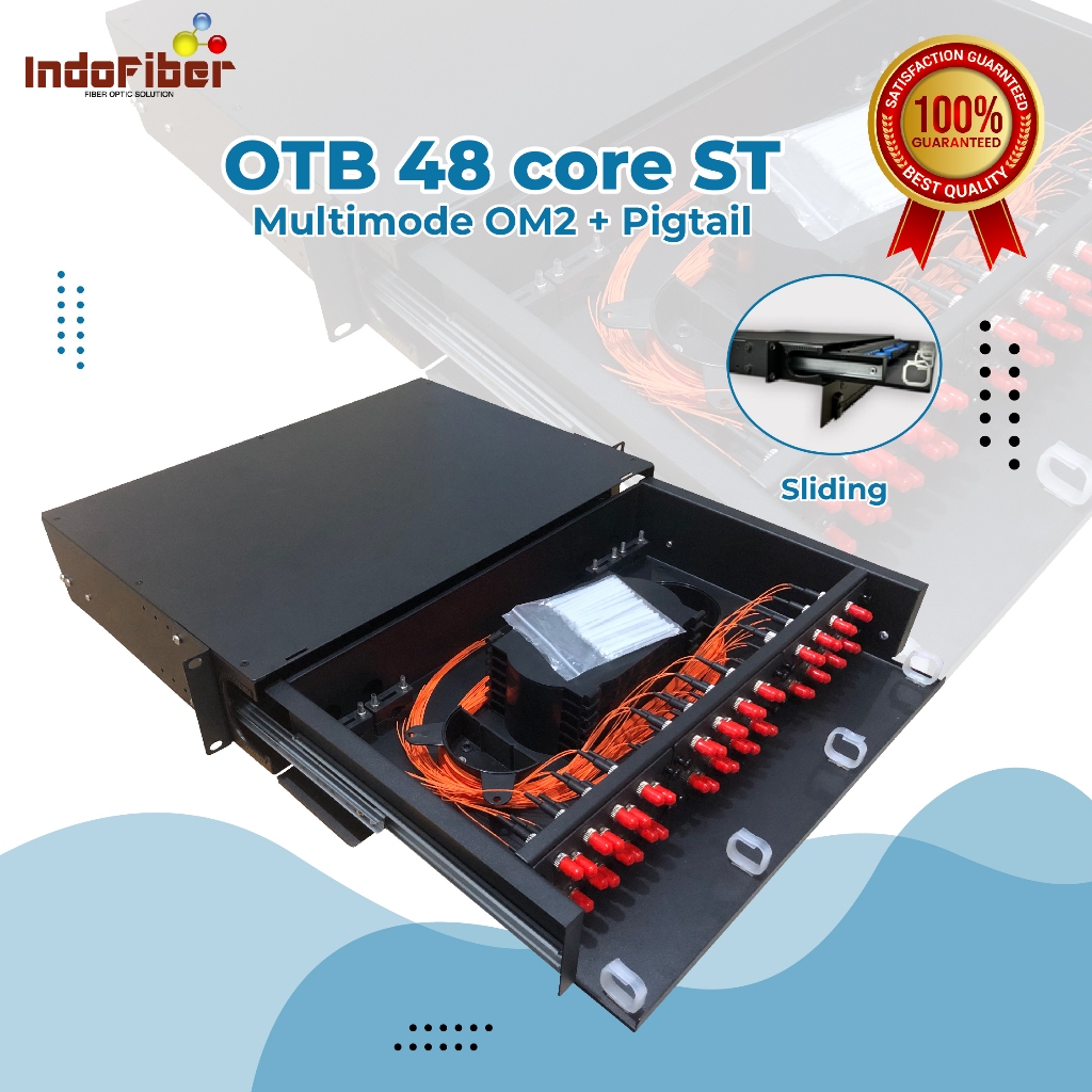 Jual INDOFIBER OTB 48 core ST Multimode OM2 rackmount sliding + Pigtail ...