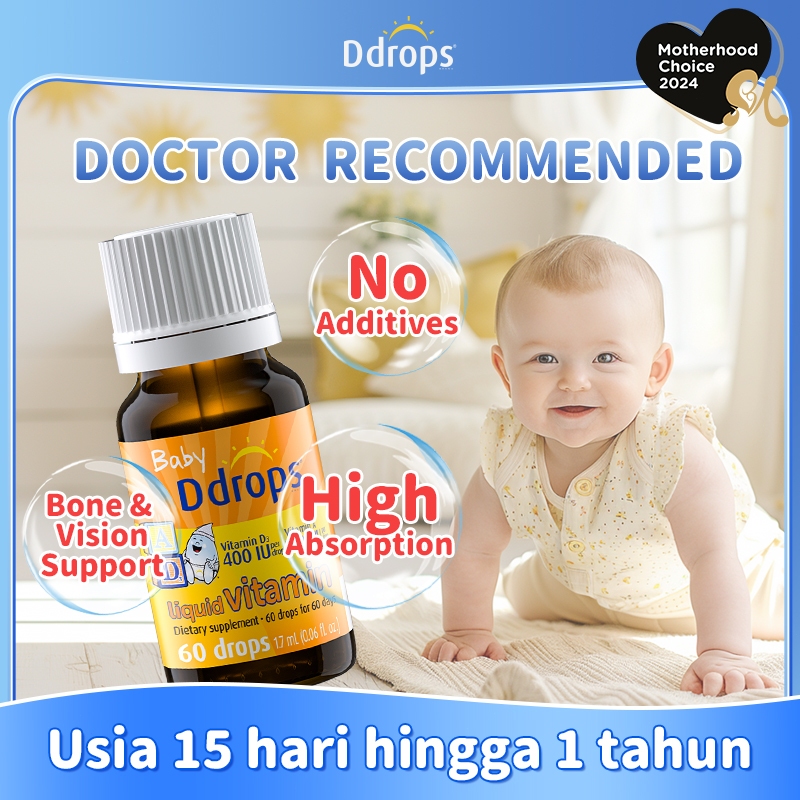 Jual Ddrops Vitamin D3 400 IU & Vitamin A 1200 IU untuk Bayi - 60 Tetes ...