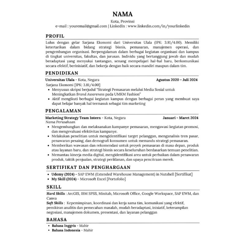 Jual Template CV ATS Bahasa Indonesia | Shopee Indonesia