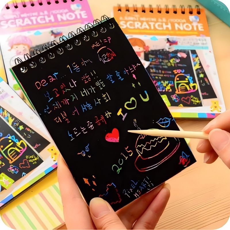 Jual Buku Gambar Sketsa Rainbow Scratch Paper Note Magic Painting Book ...