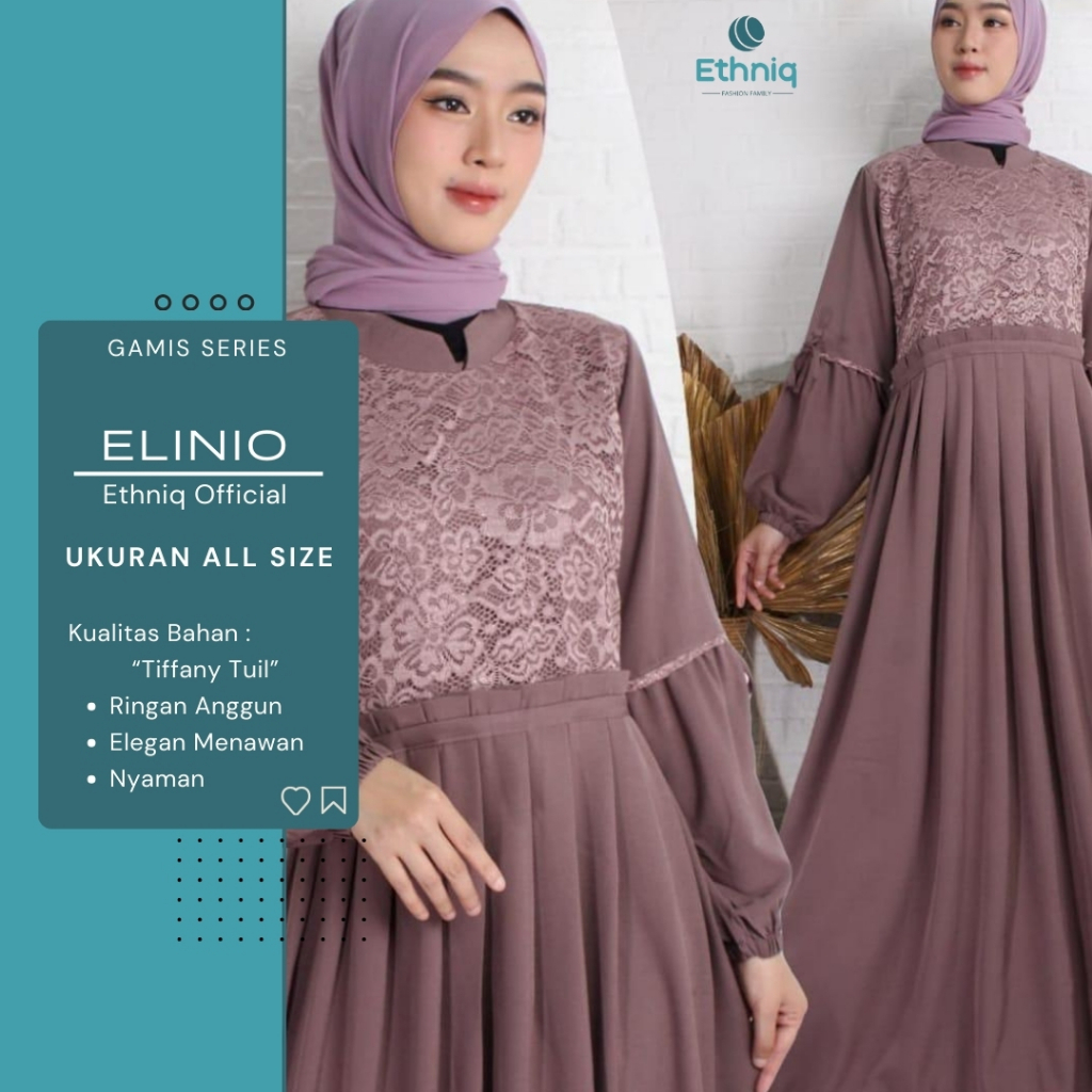 Jual Elinio - Gamis Ceruty Mix Renda All Size | Gamis Brukat Set Hijab ...