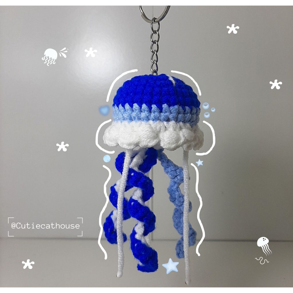 Jual Jellyfish Keychain Amigurumi | Gantungan Kunci Rajut Ubur-Ubur ...