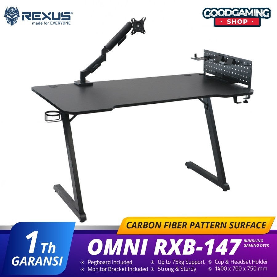 Jual Rexus Omni RXB-147 Bundle Meja Gaming - Include Pegboard & Monitor ...