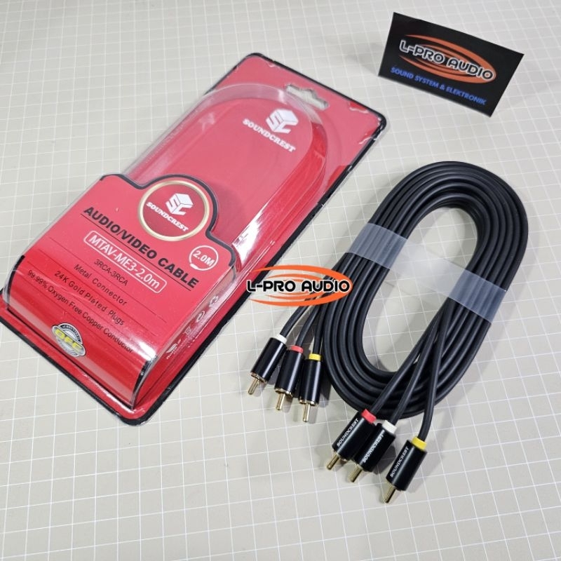 Jual Kabel jek RCA 3 Jalur SOUNDCREST PC1 dan ME3 panjang 2M | Shopee ...