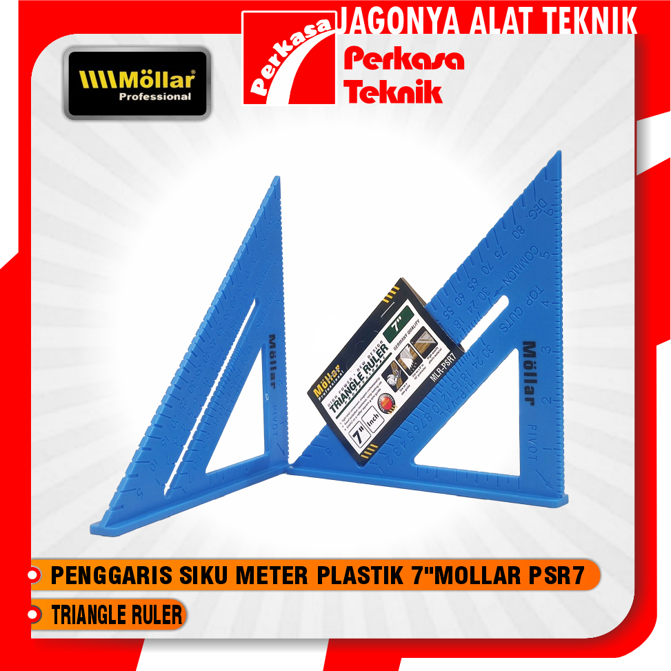 Jual Mollar PSR7 Penggaris Segitiga Siku Meter Plastik 7