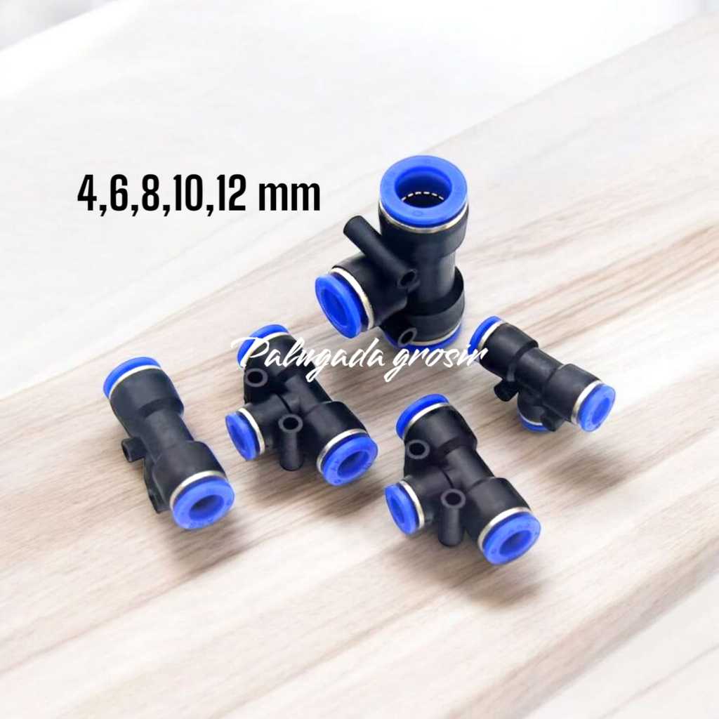 Jual Neppel Selang PU pneumatic T Tee 4mm 6mm 8mm 10mm 12mm 16mm ...