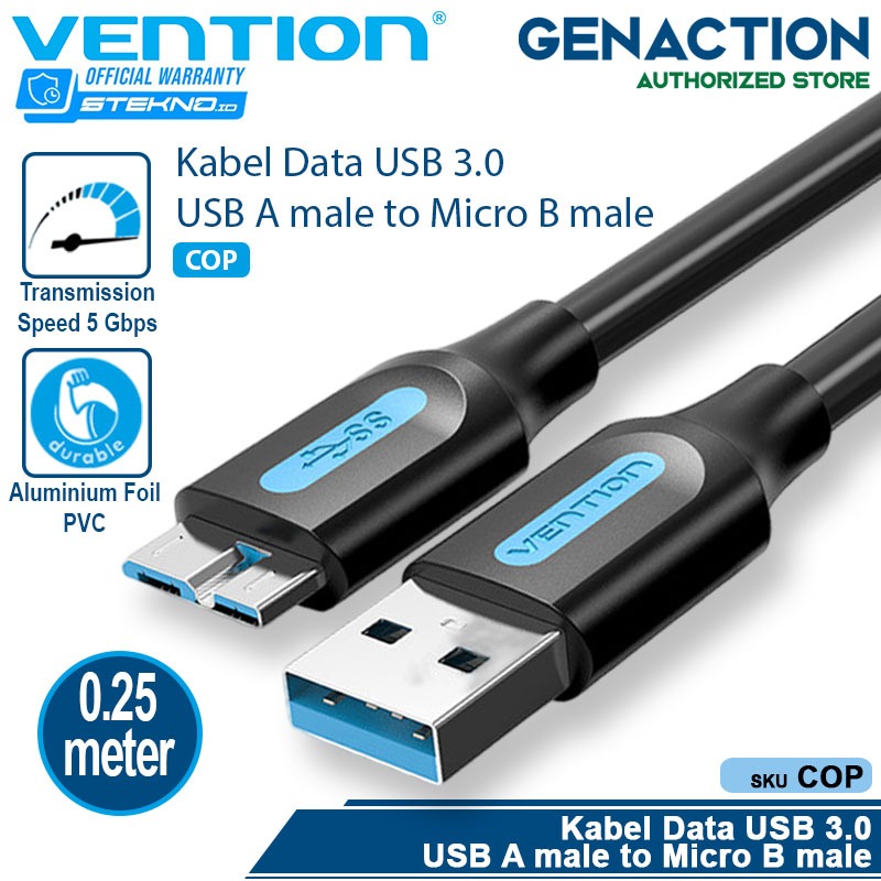 Jual Vention Kabel Data USB 3.0 A male to Micro B male Hardisk Micro ...