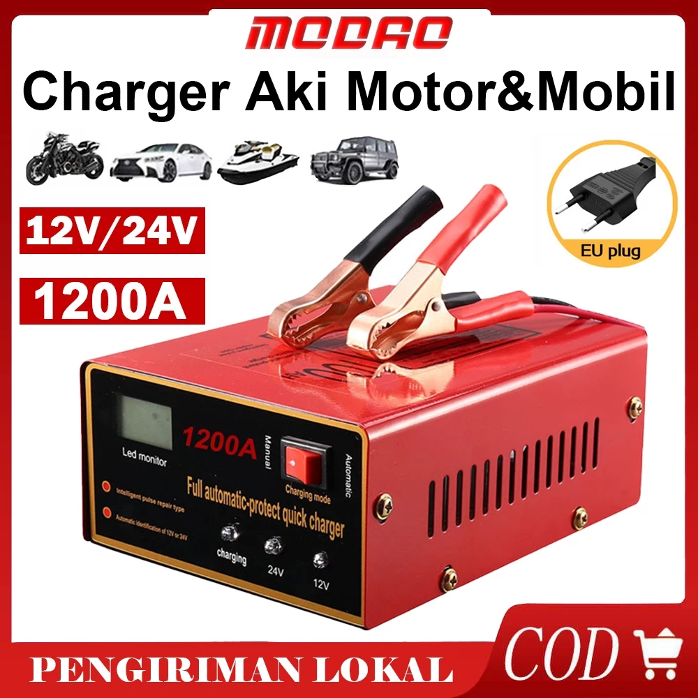 Charger aki motor mobil 12v/24v 1200a charger aki otomatis / casan aki