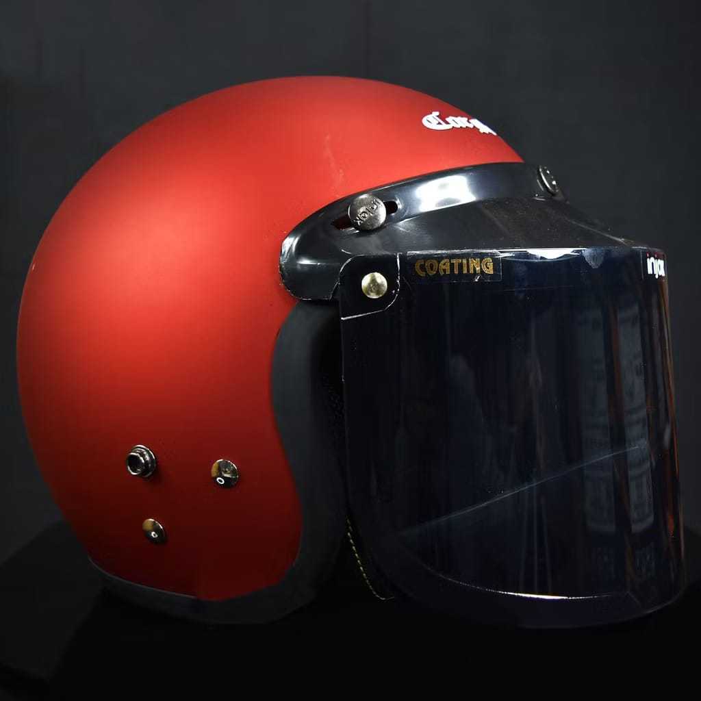 Jual Helm Cargloss Retro Army Half Face Kaca Coating | Shopee Indonesia