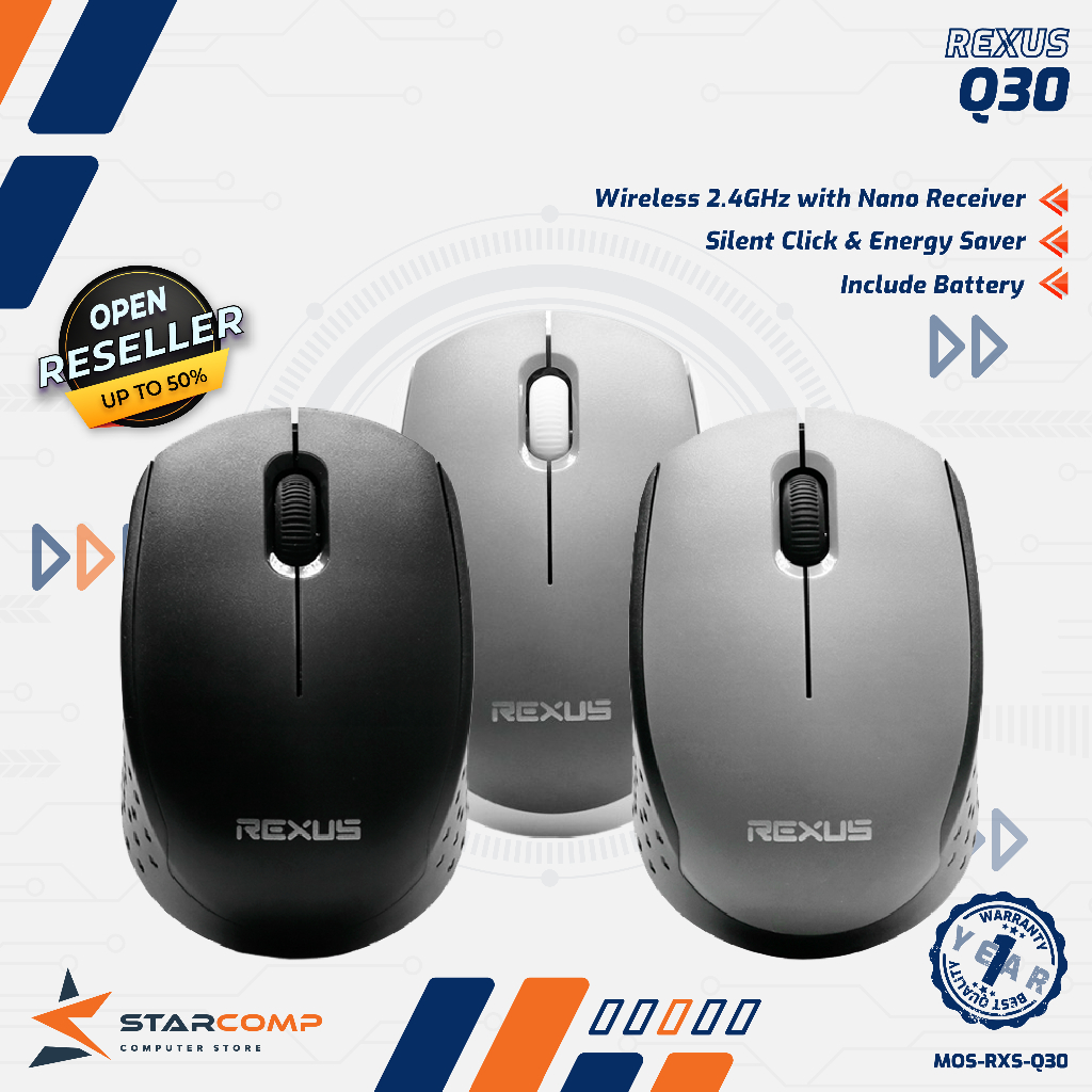 Jual Rexus Q30 Wireless Office Mouse Silent Click Energy Saver Include ...